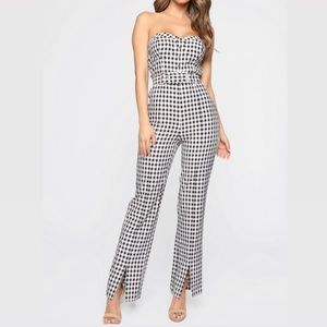 Plaid Split Leg Jumpsuit